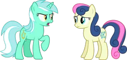 Size: 2060x984 | Tagged: safe, artist:starryshineviolet, derpibooru import, bon bon, lyra heartstrings, sweetie drops, earth pony, pony, unicorn, season 7, triple threat, duo, duo female, female, g4, image, lyra is not amused, mare, png, simple background, transparent background, unamused, vector