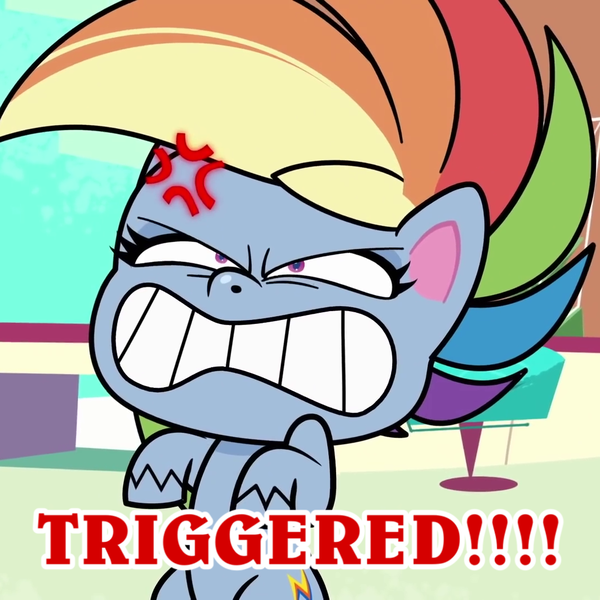 Size: 1080x1080 | Tagged: safe, derpibooru import, rainbow dash, my little pony: pony life, zound off, spoiler:pony life s01e18, grrrr, image, meme, png, ragebow dash, triggered