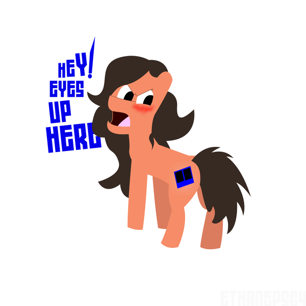 Size: 3125x3125 | Tagged: safe, artist:ethanepsc4, derpibooru import, oc, oc:rob, unofficial characters only, earth pony, angry, blushing, butt, embarrassed, image, messy tail, mesys mane, png, simple background, solo, tail, thicc thighs, white background