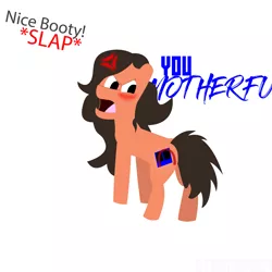 Size: 3125x3125 | Tagged: suggestive, derpibooru import, oc, oc:rob, unofficial characters only, earth pony, angry, blushing, butt, embarrassed, image, messy mane, messy tail, png, simple background, slap, solo, spank mark, spanked, tail, thicc thighs, transparent background