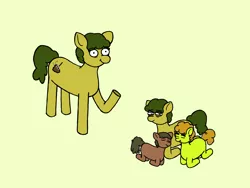 Size: 1600x1200 | Tagged: safe, artist:potatoconnoisseur, derpibooru import, oc, oc:deedee megadoodoo, oc:smelly bigshit, oc:up beet, unofficial characters only, earth pony, pony, aunt, aunt and nephew, colt, derpibooru exclusive, family, female, filly, foal, image, lying, male, mare, mother, mother and child, mother and daughter, png, ponyloaf, prone, trio