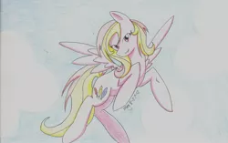 Size: 2454x1538 | Tagged: safe, artist:itsjustmeg, derpibooru import, feathermay, pegasus, pony, colored pencil drawing, female, image, jpeg, mare, solo, traditional art