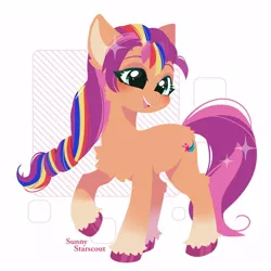 Size: 1000x1000 | Tagged: safe, artist:snow angel, derpibooru import, sunny starscout, earth pony, pony, my little pony: make your mark, blushing, chest fluff, cute, ear fluff, female, g5, image, jpeg, leg fluff, mare, open mouth, solo, sunnybetes