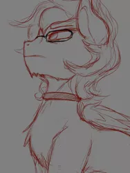 Size: 3000x4000 | Tagged: safe, artist:ze-dusty, derpibooru import, oc, oc:graphite dust, pegasus, collar, image, looking away, male, pegasus oc, pensive, png, sad, sketch, solo, wings