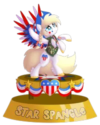 Size: 2400x3000 | Tagged: safe, anonymous artist, derpibooru import, oc, oc:star spangle, unofficial characters only, pegasus, americana, bipedal, braid, image, patriotic, png, simple background, solo, starry eyes, transparent background, trophy, united states, wingding eyes