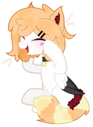 Size: 1024x1402 | Tagged: safe, artist:toffeelavender, derpibooru import, oc, unofficial characters only, cat, cat pony, original species, pony, base used, cheek squish, collar, colored wings, ear fluff, image, png, simple background, squishy cheeks, transparent background, two toned wings, wings