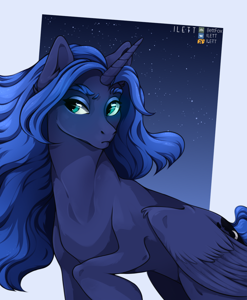 Size: 1050x1275 | Tagged: safe, artist:ilettfox, derpibooru import, princess luna, alicorn, pony, female, image, mare, png, signature, solo