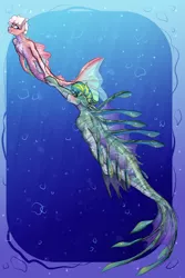 Size: 1280x1920 | Tagged: safe, artist:periwinklechick, derpibooru import, oc, unofficial characters only, hybrid, merpony, seapony (g4), bubble, chest fluff, crepuscular rays, dorsal fin, fins, fish tail, flowing tail, image, jpeg, male, mermay, ocean, signature, smiling, sunlight, swimming, tail, underwater, water