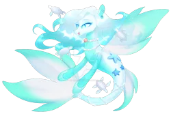 Size: 1083x738 | Tagged: safe, artist:cupidauctions, derpibooru import, oc, unofficial characters only, fish, pony, seapony (g4), starfish, blue eyes, clothes, colored pupils, cute, deviantart watermark, dorsal fin, eyelashes, female, fin wings, fins, fish tail, flowing mane, flowing tail, image, jewelry, lidded eyes, mare, mermay, necklace, obtrusive watermark, open mouth, pearl necklace, png, seashell, see-through, simple background, smiling, solo, tail, transparent background, watermark, white mane, wings