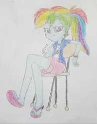 Size: 2360x3024 | Tagged: safe, artist:legacynebula, derpibooru import, rainbow dash, equestria girls, female, image, jpeg, sketch, solo