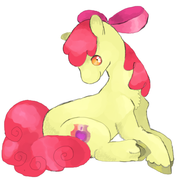 Size: 1016x1000 | Tagged: safe, anonymous artist, artist:yfeyffis, derpibooru import, apple bloom, earth pony, pony, female, filly, foal, image, png, simple background, sitting, smiling, solo, transparent background, unshorn fetlocks