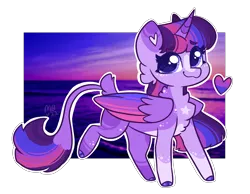 Size: 2422x1879 | Tagged: safe, artist:moccabliss, derpibooru import, twilight sparkle, twilight sparkle (alicorn), alicorn, pony, alternate design, bisexual pride flag, chest fluff, coat markings, colored hooves, colored wings, female, image, leonine tail, looking at you, mare, multicolored wings, png, pride, pride flag, smiling at you, solo, twitterina design, wings