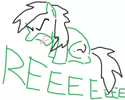 Size: 1000x800 | Tagged: safe, artist:purblehoers, derpibooru import, oc, oc:anonfilly, pony, eyes closed, female, filly, image, ms paint, png, reeee, screech, simple background, sitting, solo, text, white background