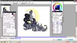 Size: 1366x768 | Tagged: safe, artist:dillice, derpibooru import, oc, unofficial characters only, pegasus, pony, crescent moon, female, image, jpeg, mare, moon, tangible heavenly object, wip