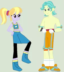 Size: 535x599 | Tagged: safe, artist:matthewjabeznazarioa, derpibooru import, brawly beats, cloud kicker, cloudy kicks, equestria girls, crossover, exeron fighters, exeron outfit, image, martial arts kids, martial arts kids outfit, png