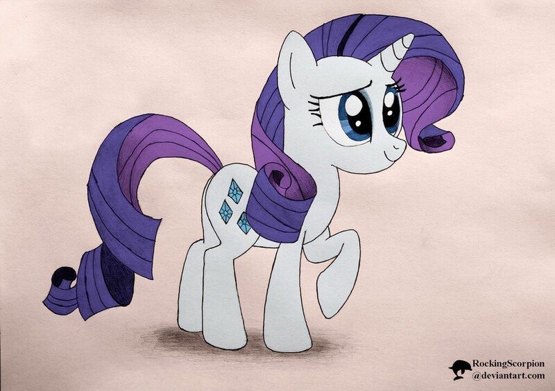 Size: 1024x722 | Tagged: safe, artist:rockingscorpion, derpibooru import, rarity, pony, unicorn, 2014, female, image, jpeg, mare, raised hoof, simple background, solo