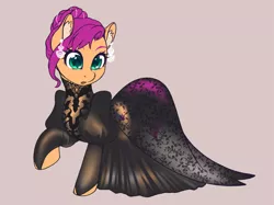Size: 2495x1870 | Tagged: safe, artist:taytinabelle, derpibooru import, sunny starscout, ponified, earth pony, pony, my little pony: a new generation, spoiler:g5, clothes, collar, dress, ear fluff, ear piercing, earring, female, g5, gala dress, image, jewelry, lingerie, mare, piercing, png, see-through, simple background, solo, stockings, thigh highs, vanessa hudgens, voice actor joke
