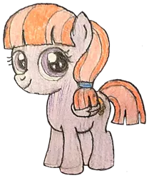 Size: 543x649 | Tagged: safe, artist:jebens1, derpibooru import, ting-a-ling, pegasus, pony, my little pony tales, bell, female, filly, foal, g1, g4, generation leap, image, png, simple background, smiling, solo, traditional art, transparent background, wings