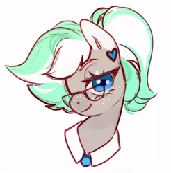 Size: 570x580 | Tagged: safe, artist:ekot, derpibooru import, oc, oc:shirley flow, unofficial characters only, pegasus, pony, blue eyes, freckles, g5, glasses, image, jewelry, jpeg, necktie, oda 1997, oda 997, pegasus oc, solo, wings