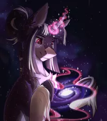 Size: 2536x2864 | Tagged: safe, artist:dorkmark, derpibooru import, oc, oc:cosmic byte, pony, unicorn, image, macro, magic, png, pony bigger than a galaxy, pony bigger than a planet, pony bigger than a star, solo, space, stars