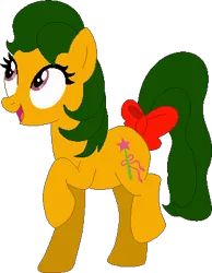 Size: 308x397 | Tagged: safe, artist:selenaede, artist:tinrobo, artist:victorfazbear, derpibooru import, magic star, earth pony, pony, base used, bow, g1, g1 to g4, g4, generation leap, image, open mouth, png, raised hoof, simple background, tail, tail bow, transparent background