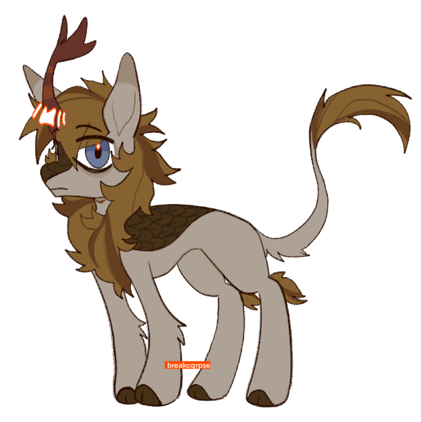 Size: 1120x1121 | Tagged: safe, artist:breakcqrpse, derpibooru import, oc, kirin, blue eyes, brown coat, brown mane, colored, design, flat colors, horn, image, kirin oc, original art, png, ponysona, red horn, simple background, transparent background