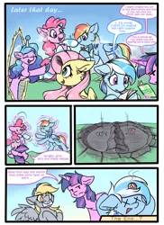 Size: 1600x2200 | Tagged: safe, artist:ravistdash, derpibooru import, derpy hooves, fluttershy, izzy moonbow, pinkie pie, rainbow dash, twilight sparkle, twilight sparkle (alicorn), oc, oc:ravist, alicorn, pony, my little pony: a new generation, canterlot, city, clothes, destructions, dialogue, female, flying, g4, g5, g5 to g4, galaxy, generation leap, growth drive, image, macro, mountain, png, portal, rampage, sitting, smiling, smirk, socks, space, text