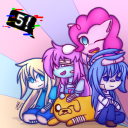 Size: 128x128 | Tagged: safe, artist:corruption-quintet, derpibooru import, pinkie pie, dog, earth pony, human, pony, adventure time, bandage, boyfriend, clothes, crossover, error, finn the human, friday night funkin', glitch, image, jake the dog, one eye closed, pibby, png, socks, wink