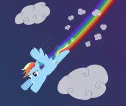 Size: 2600x2200 | Tagged: safe, artist:gilo, derpibooru import, rainbow dash, pegasus, pony, cloud, flying, grin, image, night, png, rainbow trail, sky, smiling, solo