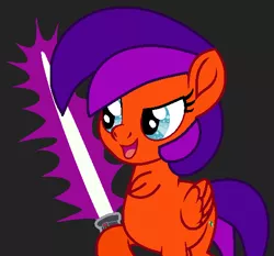 Size: 520x484 | Tagged: safe, artist:elementbases, artist:jadeharmony, derpibooru import, oc, oc:jade harmony, unofficial characters only, pegasus, pony, base used, black background, chest fluff, crossover, female, image, lightsaber, mare, may the fourth be with you, open mouth, png, simple background, solo, star wars, weapon