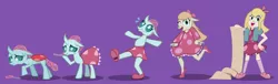 Size: 1920x585 | Tagged: safe, artist:magerblutooth, derpibooru import, ocellus, changedling, changeling, human, changedling to human, clothes, commission, curtsey, cute, diaocelles, dress, female, hand on hip, humanized, image, jacket, jpeg, natural hair color, scissors, shoes, skirt, story included, sweat, transformation, transformation sequence, wobbling