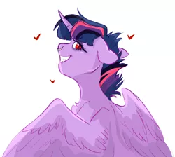 Size: 2242x2008 | Tagged: safe, artist:damayantiarts, derpibooru import, twilight sparkle, twilight sparkle (alicorn), alicorn, pony, alternate hairstyle, bust, chest fluff, eyelashes, female, grin, heart, image, mare, nose piercing, nose ring, piercing, png, punklight sparkle, simple background, smiling, solo, white background