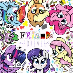 Size: 853x852 | Tagged: source needed, safe, artist:silver meadow, derpibooru import, applejack, fluttershy, pinkie pie, rainbow dash, rarity, spike, twilight sparkle, twilight sparkle (alicorn), alicorn, dragon, earth pony, pegasus, pony, unicorn, blushing, female, image, jpeg, male, mane seven, mane six, mare, winged spike, wings