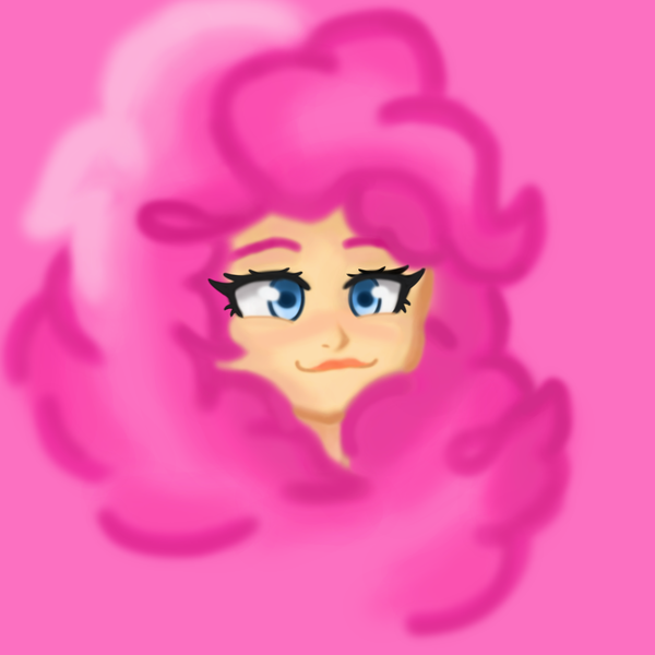 Size: 2000x2000 | Tagged: safe, artist:artevi, derpibooru import, pinkie pie, human, equestria girls, blue eyes, cute, fluffy, image, pink background, png, simple background, solo