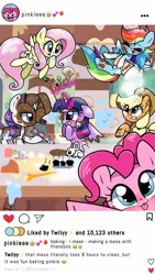 Size: 577x1024 | Tagged: safe, artist:silver meadow, derpibooru import, applejack, fluttershy, pinkie pie, rainbow dash, rarity, twilight sparkle, twilight sparkle (alicorn), alicorn, earth pony, pegasus, pony, unicorn, baking, female, image, instagram, jpeg, mane six, mare