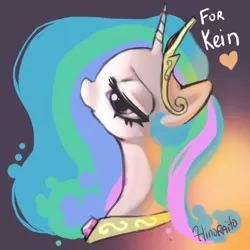 Size: 600x600 | Tagged: safe, artist:hinoraito, derpibooru import, princess celestia, pony, bust, image, jpeg, portrait, solo