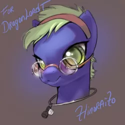 Size: 600x600 | Tagged: safe, artist:hinoraito, derpibooru import, oc, oc:checkmate, unofficial characters only, pony, bust, glasses, headband, image, jpeg, portrait, solo