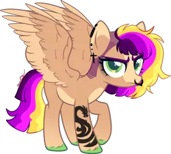 Size: 2542x2291 | Tagged: safe, artist:kurosawakuro, derpibooru import, oc, pegasus, pony, base used, ear piercing, earring, female, image, jewelry, mare, nose piercing, nose ring, offspring, parent:lightning dust, parent:spearhead, piercing, png, simple background, solo, transparent background