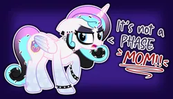 Size: 7199x4136 | Tagged: safe, artist:lovinglypromise, derpibooru import, oc, oc:lovely promise, alicorn, pony, absurd resolution, bracelet, ear piercing, earring, emo, female, image, it's not a phase, jewelry, mare, not flurry heart, offspring, parent:princess cadance, parent:shining armor, parents:shiningcadance, piercing, png, solo, spiked wristband, wristband