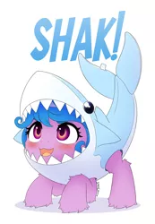 Size: 1800x2600 | Tagged: safe, artist:symbianl, derpibooru import, izzy moonbow, pony, unicorn, female, filly, foal, g5, image, jpeg, shak!, shark costume, solo