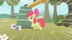 Size: 3410x1920 | Tagged: safe, derpibooru import, screencap, apple bloom, earth pony, pony, season 1, the show stoppers, apple bloom's bow, bow, female, filly, foal, hair bow, high res, image, jpeg, solo