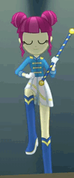 Size: 158x380 | Tagged: safe, derpibooru import, screencap, majorette, sweeten sour, equestria girls, friendship games, animated, baton, boots, chs rally song, clothes, eyes closed, gif, gloves, hand on hip, image, loop, marching, shoes, skirt, solo, uniform