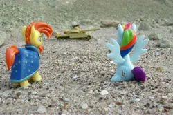 Size: 4608x3072 | Tagged: safe, artist:dingopatagonico, derpibooru import, rainbow dash, sunburst, pony, image, irl, jpeg, photo, t-55, tank (vehicle), toy