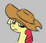 Size: 95x89 | Tagged: safe, artist:somethingatall, derpibooru import, apple bloom, earth pony, pony, aggie.io, female, filly, foal, frown, hat, image, lowres, png, simple background, solo
