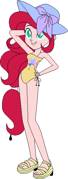 Size: 228x600 | Tagged: safe, artist:icicle-wicicle-1517, artist:yeetmedownthestairs, color edit, derpibooru import, edit, oc, oc:painted lilly, unofficial characters only, human, equestria girls, clothes, collaboration, color, colored, feet, grin, hat, humanized, humanized oc, image, nonbinary, nose piercing, nose ring, piercing, png, sandals, simple background, smiling, solo, sun hat, swimsuit, tail, tailed humanization, transparent background