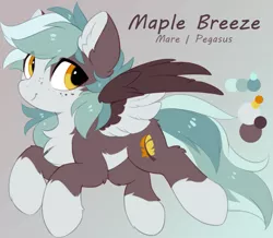 Size: 1305x1140 | Tagged: safe, artist:hioshiru, derpibooru import, oc, oc:maple breeze, pegasus, pony, female, gradient background, image, leaf, mare, pegasus oc, png, reference sheet, solo, solo female, text, wings