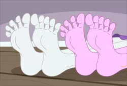 Size: 1993x1352 | Tagged: suggestive, artist:niban-destikim, derpibooru import, edit, rarity, sci-twi, twilight sparkle, equestria girls, ankles, barefoot, duo, duo female, feet, female, fetish, foot fetish, image, jpeg, soles, spread toes, toes, update