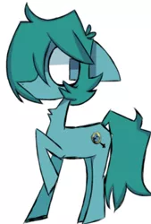 Size: 400x591 | Tagged: safe, artist:alandisc, derpibooru import, oc, oc:max crow, unofficial characters only, earth pony, pony, chest fluff, earth pony oc, floppy ears, hair over one eye, image, male, no mouth, no pupils, png, raised hoof, simple background, solo, white background