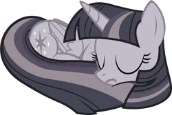 Size: 1249x833 | Tagged: safe, artist:wardex101, artist:zacatron94, derpibooru import, edit, twilight sparkle, twilight sparkle (alicorn), alicorn, pony, behaving like a cat, curled up, cute, daaaaaaaaaaaw, depressed, discorded, discorded twilight, eyes closed, female, frown, hnnng, image, lying down, mare, png, prone, sad, simple background, sleeping, solo, sorrow, tail, tail pillow, transparent background, twiabetes, twilight cat, twilight tragedy, vector, weapons-grade cute