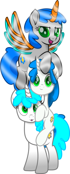 Size: 2395x5934 | Tagged: safe, artist:lincolnbrewsterfan, derpibooru import, oc, oc:neon gears, unofficial characters only, alicorn, pony, robot, robot pony, unicorn, my little pony: the movie, rainbow roadtrip, .svg available, :3, :d, >:d, alicorn oc, alternate color palette, artificial alicorn, artificial horn, artificial wings, augmented, blue mane, blue tail, c:, carrying, curly mane, cute, cute face, cute smile, cyber eye, cyber eyes, derpibooru exclusive, determined smile, duality, female, floating, flying, gift art, gradient legs, green eyes, happy, holding a pony, holding on, hoof around neck, hoof on head, hoof on shoulder, horn, image, looking at you, looking forward, mare, mechanical wing, movie accurate, multeity, o mouth, ocbetes, open mouth, open smile, orange (color), palette swap, png, ponies riding ponies, pony pile, race swap, recolor, riding, riding a pony, robotic legs, self paradox, self ponidox, shine, shiny, simple background, small mouth, smiling, smiling at you, special, spread wings, tail, tall resolution, tower of pony, transparent background, trio, trio female, two toned mane, two toned tail, unicorn oc, vector, white body, wings